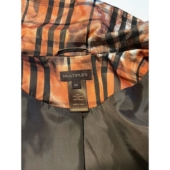 MULTIPLES Jacket 0X 14W Rolled Sleeved Zip Front Rain Orange Brown White NWT - Picture 7 of 12